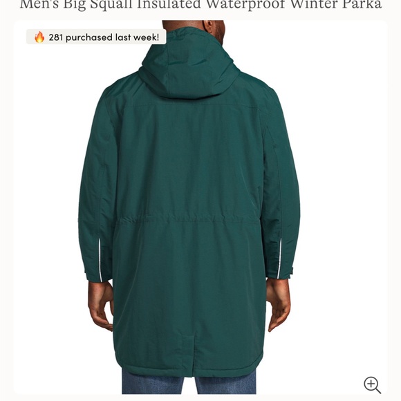Lands End green Men’s Squall parka XL - Picture 4 of 9
